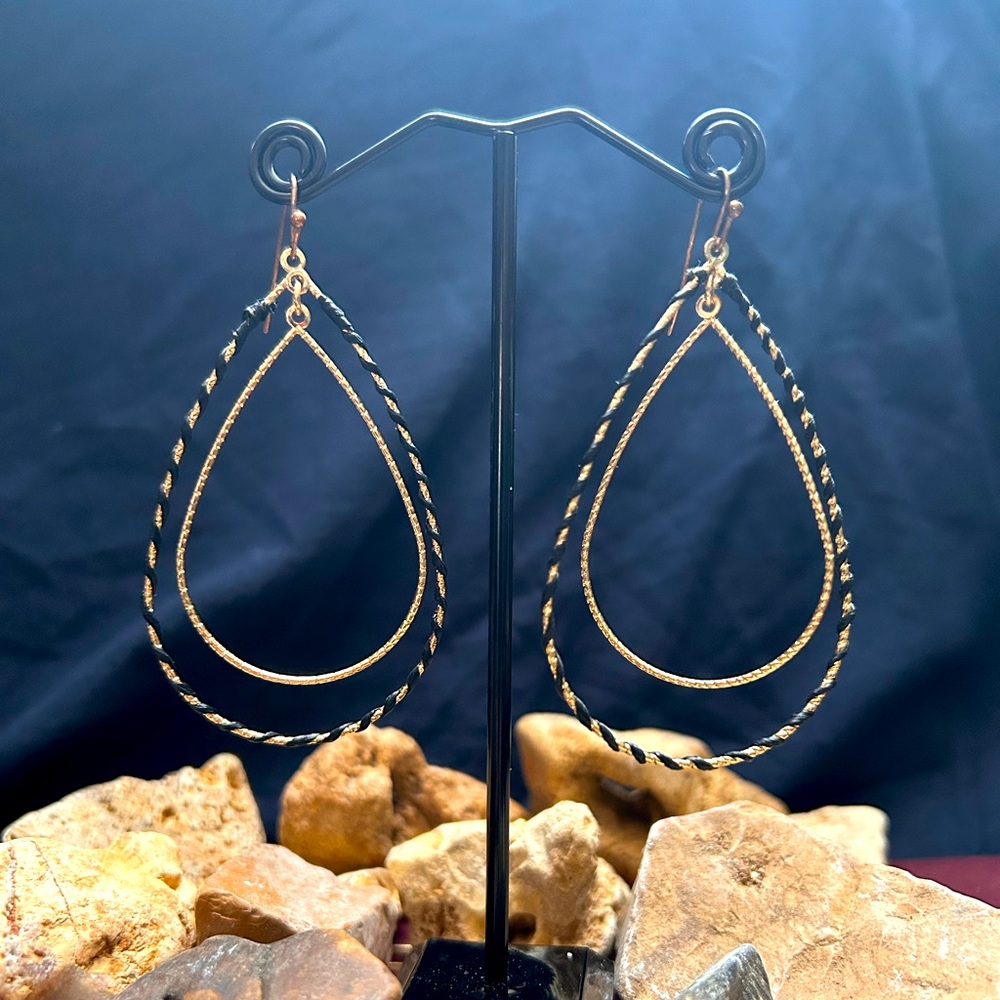 Twisted Gold Tone Teardrop Earrings